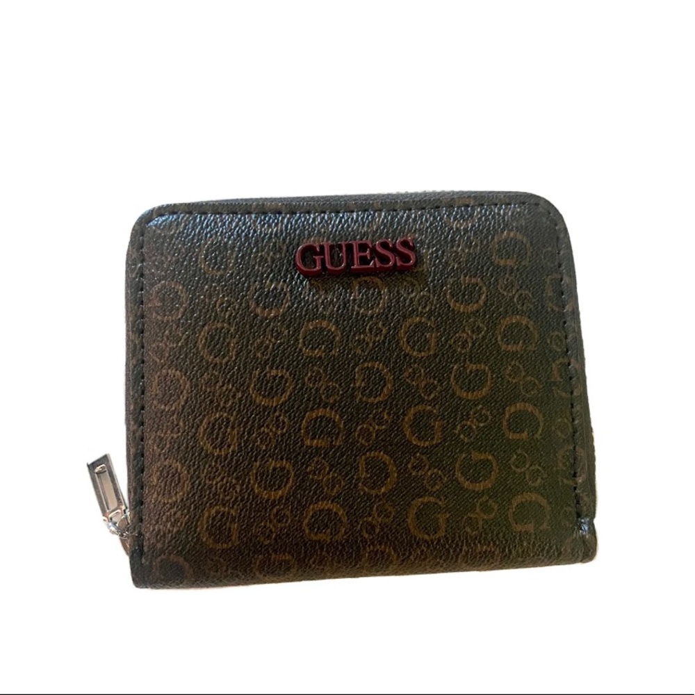 Brand New GUESS Wallet Brown G Logo Clutch NWT Small Coin Pouch Card Tempe SLG